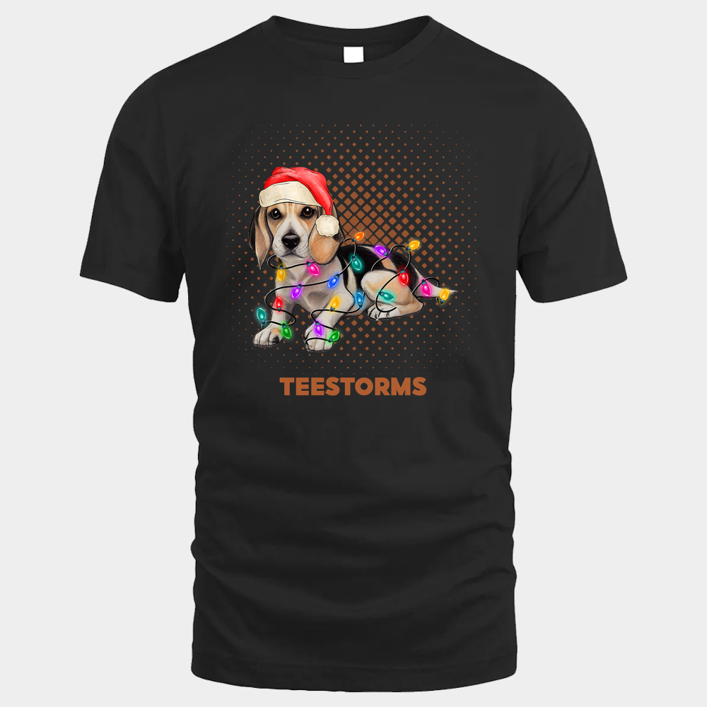 Beagle Santa Christmas Long Sleeve- Black